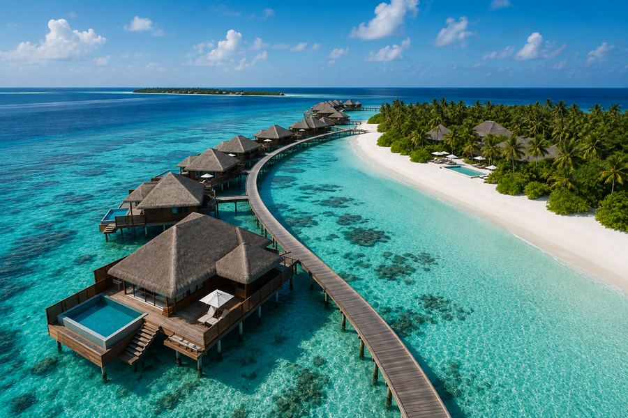 Overwater villas in the Maldives