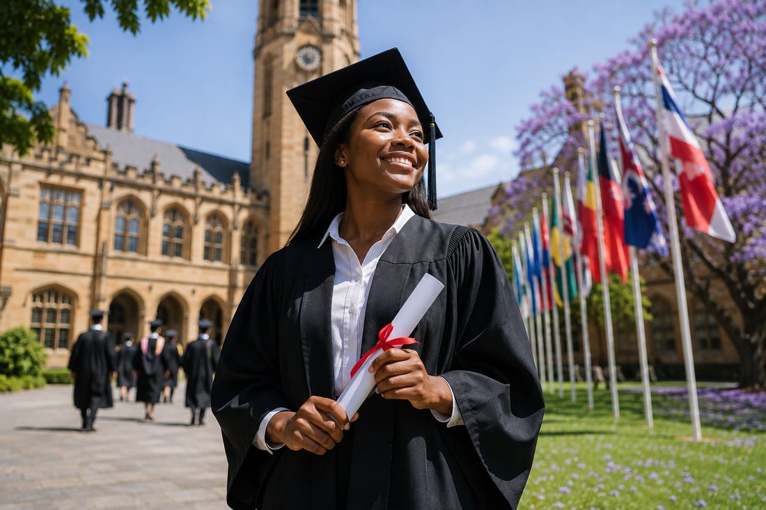 Graduate on an international university campus
